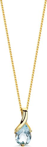 Orovi 14K Gold Necklace for Women - Stunning Womens Necklace with Pear Shaped Emerald Pendant, Elegant Jewelry for Women and Girls - Birthstone Jewelry Pendant Necklace with 17.7" Braided Chain in Saudi Arabia