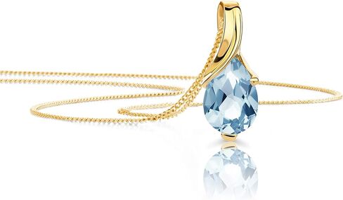 Orovi 14K Gold Necklace for Women - Stunning Womens Necklace with Pear Shaped Emerald Pendant, Elegant Jewelry for Women and Girls - Birthstone Jewelry Pendant Necklace with 17.7" Braided Chain in Saudi Arabia