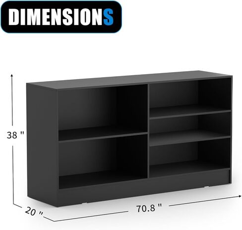 70"W * 20"D * 38"H - Cash Wrap Wood Counter - Black Register Counter with Adjustable Shelf in Saudi Arabia