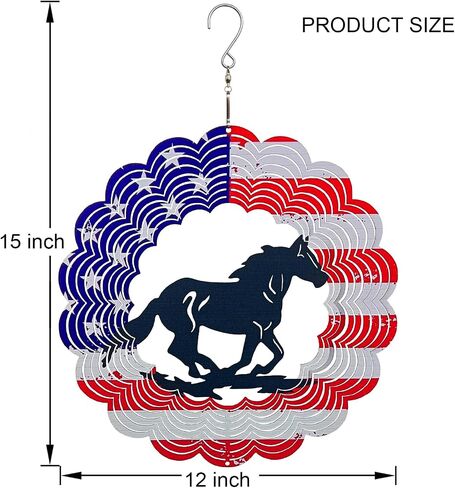 3D Patriotic Bigfoot Wind Spinner Decor - 12 Inch Metal Garden Art, Rust-Proof Outdoor Hanging Decorations, Patriotic American Flag Design, for Outdoor Lovers (Bigfoot) in Saudi Arabia