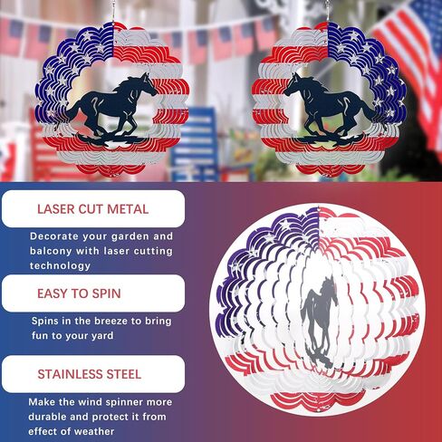 3D Patriotic Bigfoot Wind Spinner Decor - 12 Inch Metal Garden Art, Rust-Proof Outdoor Hanging Decorations, Patriotic American Flag Design, for Outdoor Lovers (Bigfoot) in Saudi Arabia