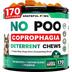 No Poo Chews for Dogs - 170 Chews - Coprophagia Stool Eating Deterrent for Dogs Supplement - Prevent from Eating Poop - Probiotics & Digestive Enzymes - Advanced Strength - Made in USA