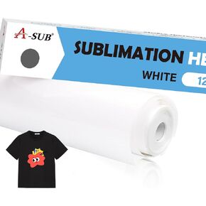 A-SUB Sublimation HTV for Dark and Light Fabric, 12" X 20FT Matte Sublimation Vinyl, White HTV Vinyl for Sublimation on Cotton Fabric - T-Shirt, Pillow, Bag
