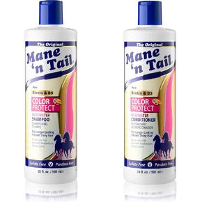 Mane 'n Tail Color Protect Shampoo & Conditioner (20 Oz Each) – Sulfate & Paraben Free, Vegan, with Cystine, Quinoa & Meadowfoam Seed Oil for Vibrant, Color-Treated Hair