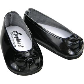 Sophia's Faux Patent Leather Dress Shoes with Upper Bow Detail for 18 Inch Dolls, Black