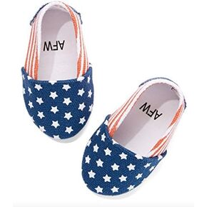 American Fashion World American Flag Canvas Slip-Ons for 18-Inch Dolls | Premium Quality & Trendy Design | Dolls Shoes | Shoe Fashion for Dolls for Popular Brands