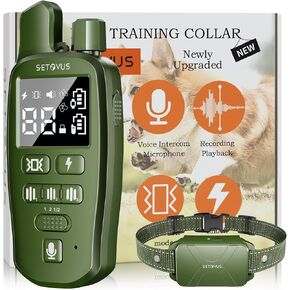 Dog Shock Collar, 4500 FT Dog Training Collar with Remote, Waterproof Bark Collar, Rechargeable E-Collar with Recording & Calling & Vibration & Shock for All Breeds (Green)