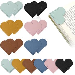 18 pcs Leather Heart Bookmarks, 6 Colors Cute Book Marks, Corner Page Book Marks, Reading Gifts for Women, Teachers, Students, Reading Lovers, School, Office, Home Supplies