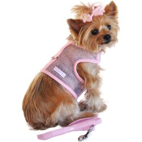 DOGGIE DESIGN Cool Mesh Dog Harness (Small, Solid Pink)
