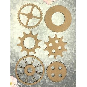 Scrapaholics Laser Cut Chipboard 2mm Thick-Memoirs Cogs, 6/Pkg, 2"-3"