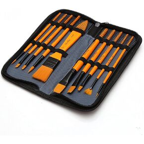 HBJWOV 10 Pcs Art Paint Brushes Set Includes Carrying Case, for Kids, Artists, Acrylic, Oil, Watercolor and Gouache Painting(Orange)