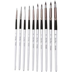 HBJWOV 10 Round Pointed Watercolor Brush Nylon Hair Wooden Handle Acrylic Painting Pen Student School Drawing Stationery