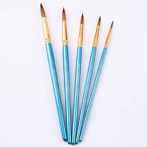 HBJWOV Wooden Handle Drawing Painting Paint Brush Set Pearl Multifunction Art Supplies Nylon Hair Watercolor Gouache 5 Pcs(E)
