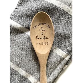 The Perfect Mix Spoon | Personalized Mr. & Mrs. Wedding Gift | Laser Engraved Wood Spoon | Bridal Shower Gift | Housewarming Gift