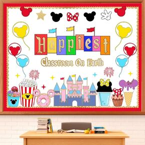 LioNergy Magical Mouse Classroom Bulletin Board Decoration Happiest Classroom on Earth Bulletin Board Kit Mouse Cutouts for Classroom Home Office School Wall Door Theme Party Decor