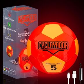 Rechargeable Glow in The Dark Soccer Ball,Size 5 Light up Soccerball,Ideal Soccer Gifts with Pump & Charging Cable Included.