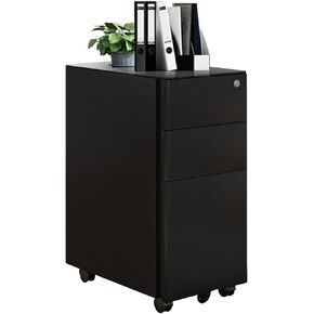 Living 3 Drawer Mini Metal File Cabinet with Lock, White, Home Office, Under Desk, Letter/Legal/A4 File, Pre-Assembled