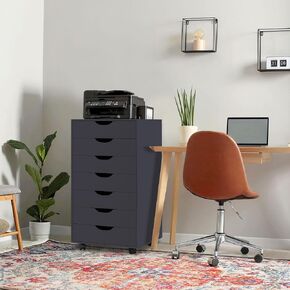 Naomi Home Debbie 7-Drawer Chest - Versatile Storage Cabinet with Drawers, Craft Storage Solution, and Office File Cabinet on Wheels for Home and Office - Gray