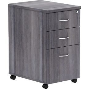 Lorell Weathered Charcoal Laminate Desking Pedestal - 3-Drawer