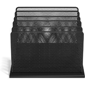 TRU RED Staples 5 Compartment Wire Mesh File Organizer, Matte Black, 2/Pack (TR57554-CCVS)