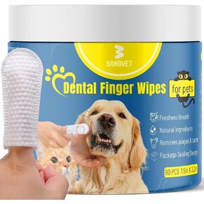 Dog Teeth Cleaning Wipes - No-Rinse Cat Toothbrush, Effective Dog Breath Freshener - Essential for Pet Supplies (90 Count - 1.5 in x 3.15 in)