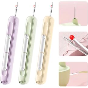 2-in-1 Needle Threader & Seam Ripper Tool - Quick Threading, Easy Stitch Removal, Safe Retractable Design - Portable Sewing Tool for Embroidery & DIY.