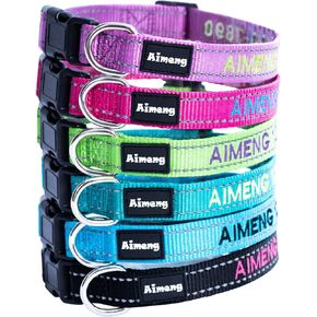 Personalized Dog Collar Adjustable Dog Collar Fadeproof Custom Embroidered with Pet Name and Phone Number, 11 Thread Color Options for Boy and Girl Dogs