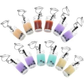 6pairs Cute Mixed Color Earrings Drink Earring Charms for Parties and Fashion Shows Lightweight Ear Jewelry for Easy Wear and Stylish