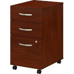 Bush Business Furniture Studio C 3 Drawer Mobile File Cabinet in Natural Elm - تخزين مستندات مجمعة ، متداول للمنزل أو المكتب المهني