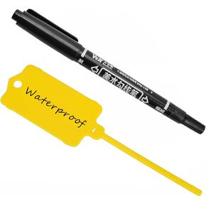 Plastic Shipping Tags Waterproof Labels Security Tamper Seals Writable Hanging Tag Sealing Strap with Marker Pen for Keys, Bag, Luggage, Shop, Logistic(100pcs,Yellow)