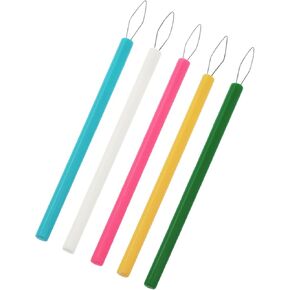 yyangz 20PCS Cylindrical Multi-Color Needle Threader Plastic Sewing Threader Elderly Needle Threader Long Needle Threader Pull Hook Tool Threader Embroidery Teeth for DIY Decorative Sewing Embroidery