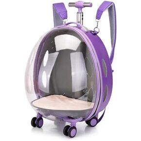 Pet Suitcase Transparent Trolley Case Cat Bag Out Portable Dog Space Capsule Cat Large Capacity Backpack (Color : Khaki)