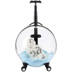Portable Pet Kennel with Silent Wheels, Rolling Cat Carrier, Pet Cat Travel Carrier for Camping, Out Going, Veterinary Visits