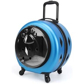 Pet Trolley Case, Portable Cat Outing Travel Bag, Transparent Large Capacity Capsule Cat Backpack Carrier (Color : Pink-A)