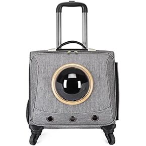 مربع عربات Trolley Pet Cat and Dog ، حقيبة حيوان أليف محمول مع عجلات Universal Universal Pet Box/Gray (رمادي)