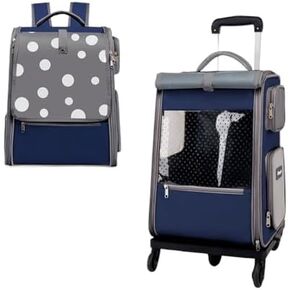Pet Trolley Case, Pet Trolley Bag, Oxford Cloth Cat Backpack, Breathable Portable Pet Trolley Case for Travel Outdoor (Color : Dark Blue-A)
