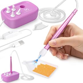 PP OPOUNT Diamond Art Vacuum Pen with 4 Drill Tips, Electric Diamond Painting Pen with Vacuum Pump - Storage Integration, Diamond Art Tools for Diamond Painting, 2 PCS Storage Trays (Purple)