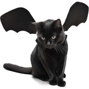 Batwing Cat Costume with Leash Hook - Soft Felt Kitten Costume, Adjustable Cat Puppy Clothes for Cosplay Party Walks (M)