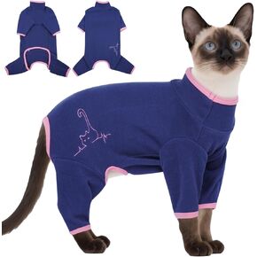 ملابس قطة Dentrun للسيطرة على الشعر مع نسيج لزج الشعر - بدلة استرداد ناعمة و Sweater القطط المقاومة للخلصة للقطط فقط ، بيجاماس هريرة ، M ، الأزرق