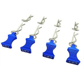 Hot Racing AC03EZ06 Blue Bent EZ-Pull Body Clips 21.1mm Long 1mm Wire (4)