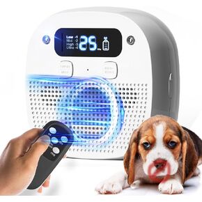 Anti Barking Device for Dogs with Ultrasonic & Sensor Technology, Rechargeable, 60ft Remote Control, Adjustable Modes & Frequencies, Dog Bark Deterrent Devices for Indoor Outdoor, Pure-White