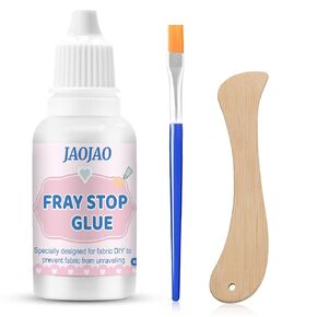 Fray Check for Fabric Clear, Fray Stop for Fabric with Brush Wooden Scraper Dried Clear Soft Flexible Edge Sealing Prevent Fraying and Unraveling for Embroidery Stitchery Sewing Supplies, 30ml