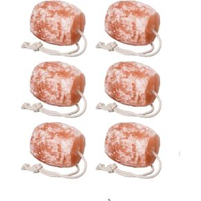 Himalayan Salt Lick 3-4 lbs Each | Pack of 6 | Licking Salt for Horses | Deer Salt Lick Block | Block Salt on Rope | Himalayan Licking Salt for Animals.