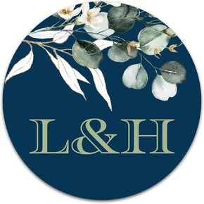 Custom Wedding Invitation Stickers - Personalized Envelope Seals for Wedding Invites (50-1000 Stickers) (Monogram Leaves)