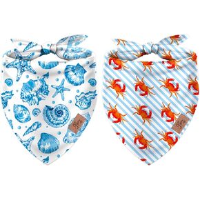 2pcs Sea Dog Bandana Summer Ocean Animal Thief Triangle Pet Dickf-side-side petble neckerchief for Hawaii Beach Party Decor
