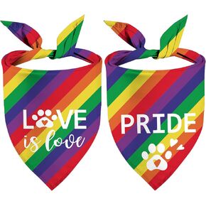 Pride Dog Bandanas Puppy Scarf - LGBT Rainbow Dog Outfits - 2 Pcs Adjustable Triangle Double-Layer Reversible Pet Bandanas for Small Medium Large Dogs Cats