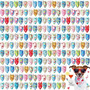 Preboun 200 Pcs Summer Bandanas Dogs Bulk Hawaiian Dog Bandanas Fruit Kerchief Set for Summer Puppy Small Medium Large Pets Costume Accessories (25. 6 x 17. 7 x 17. 7 Inch)