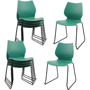 Stacking Chairs, Stackable Waiting Room Chairs, Conference Chair with Back & Church Chairs No Wheels with Metal Legs, Suitable for Offices Conference Training Waiting Room Set of 12, Black