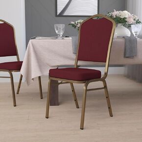 EMMA + OLIVER Crown Back Banquet Chair, Black Patterned Fabric/Silver Vein Frame