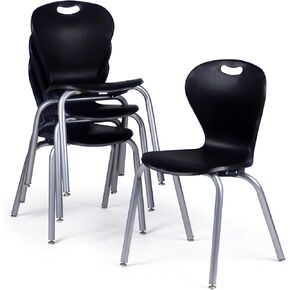 School Student Stack Classroom Chair - 12" - 18" Seat Height - Ergonomic Molded Seat Shell with Robust Riveted Frame - for Class Rooms in Home Learning of Office - Pack of 4 Chairs